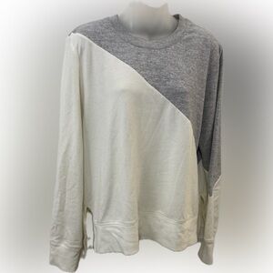 Summersalt Gray and Cream Color Block Women's Sweater | Sz L